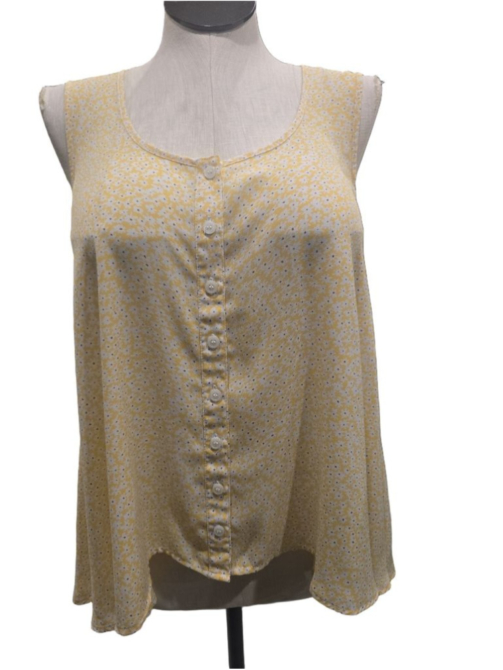 Women's Style & Co Yellow White Floral Sleeveless Tank Top M